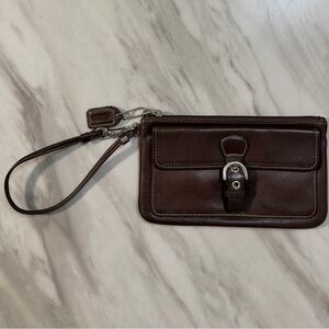 Authentic Coach Brown Leather Wristlet with Buckle